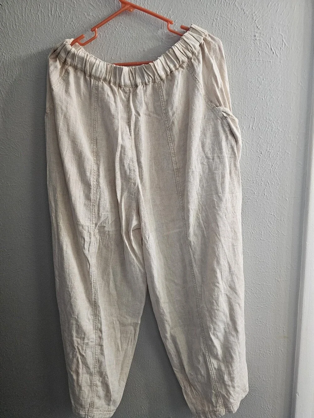 Free People Relaxed Wide-Leg Linen Pants in Taupe
